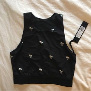 Noli - sports bra - black holographic palm trees